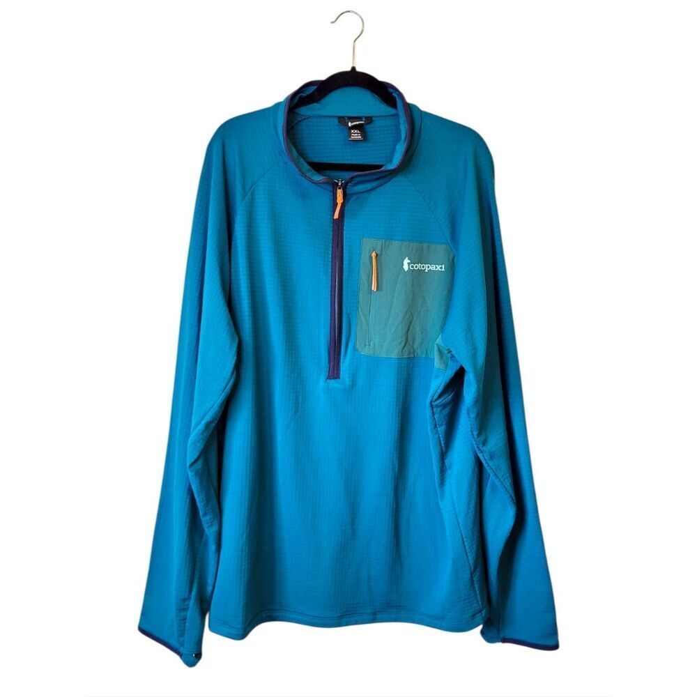 Cotopaxi Teal Quarter Zip Pullover with Green Chest Pocket Men's Size XXL